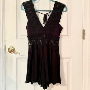 Black romper with lace detail